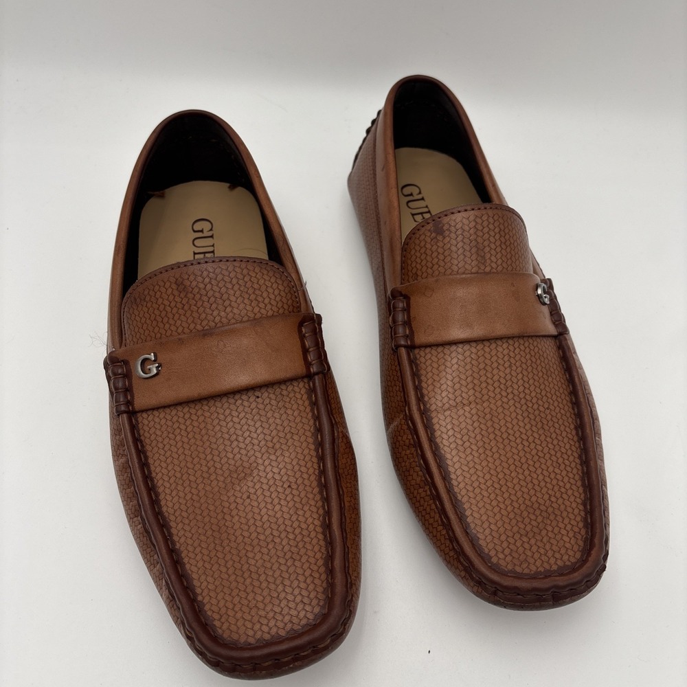 Guess Men's Driving Loafers Brown Size 9.5‎ M Faux Leather Rubber Sole